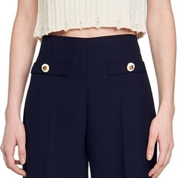 Sandro Navy Alessi Wide Leg Pants (NWOT) - Picture 9 of 10